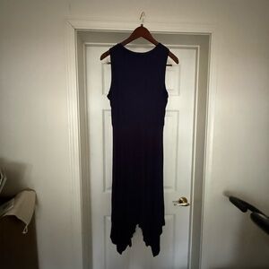 Sleeveless Navy Handkerchief Hem Dress